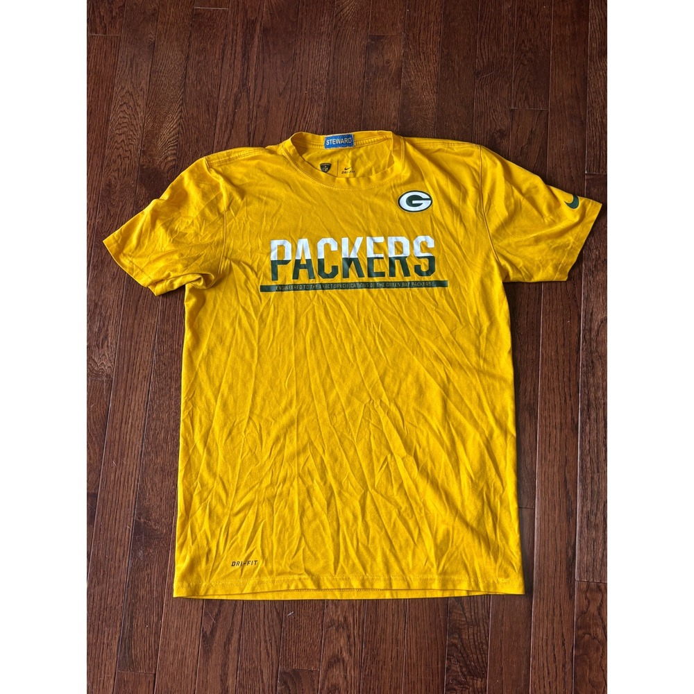 Nike Green Bay Packers Team Issued Training Shirt Men M Steward NFL Dri-Fit 2016